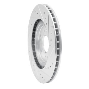 Acura NSX Brake Rotor (1) - Rear Left - R1 Concepts - Drilled & Slotted - Silver - `97-`05